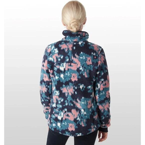 Northface Campshire Cozy Blue Peach Cream Abstract Floral Zip Fleece Jacket Med - Picture 3 of 9